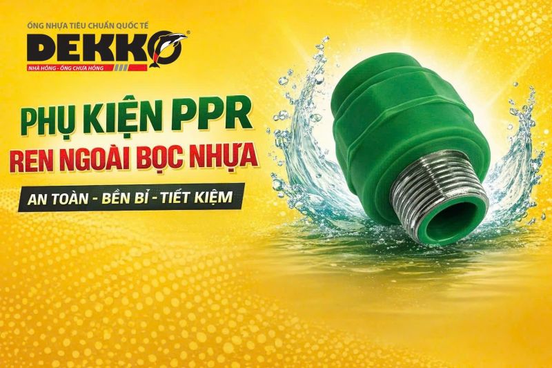 Phụ kiện PPR ren ngoài bọc nhựa: Chống oxy hóa, bảo vệ nước sạch