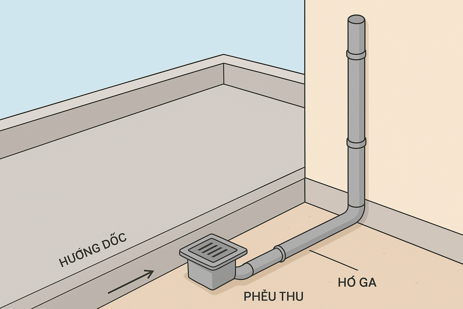 Hệ thống thoát nước mưa sân thượng chống ngập cho nhà phố hiện đại