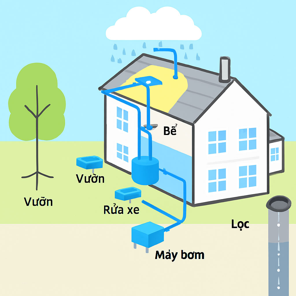 Hệ thống thoát nước mưa sân thượng chống ngập cho nhà phố hiện đại