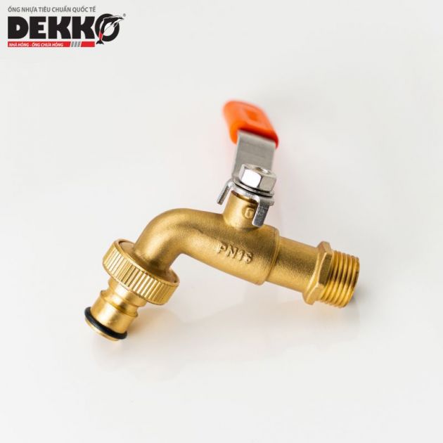 VÒI GẠT ĐỒNG TAY INOX BỌC NHỰA ĐẦU NỐI NHANH - DEKKO PN16 2263